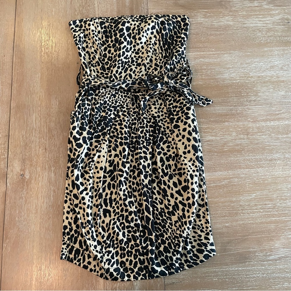 Sinequanone Paris Cheetah Print Strapless Dress with Tie